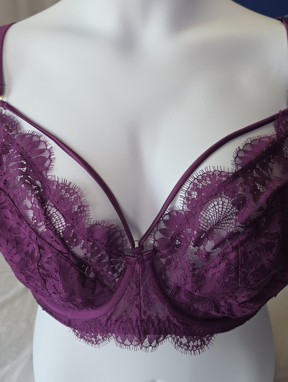 Fox & Royal Magenta Purple Lace Delores Underwire Unlined Demi Bra 40I NWT